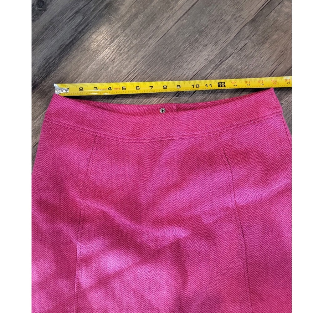 H&M Pink Herringbone Wool Blend Mini Skirt Size 12 A-Line - Picture 6 of 7